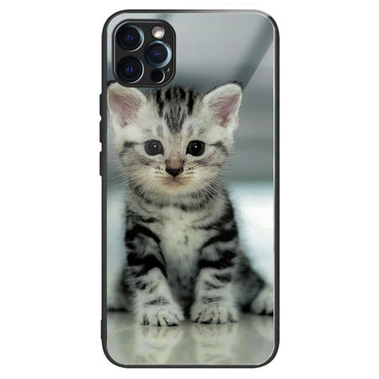 For iPhone 15 Pro Pattern Printing Phone Case Tempered Glass Back + TPU Edge