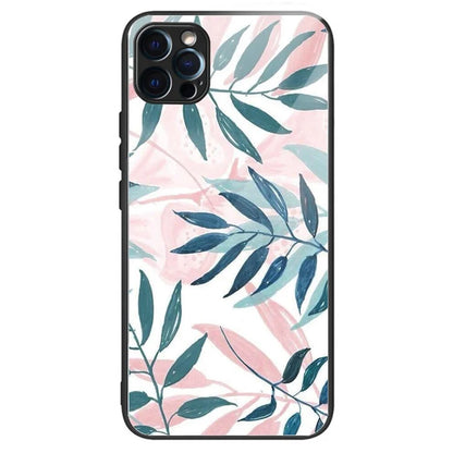 For iPhone 15 Pro Pattern Printing Phone Case Tempered Glass Back + TPU Edge