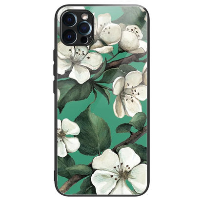 For iPhone 15 Pro Pattern Printing Phone Case Tempered Glass Back + TPU Edge