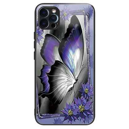 For iPhone 15 Pro Pattern Printing Phone Case Tempered Glass Back + TPU Edge