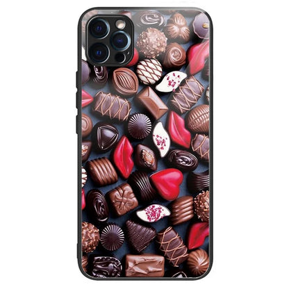 For iPhone 15 Pro Pattern Printing Phone Case Tempered Glass Back + TPU Edge