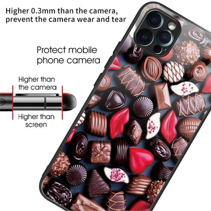 For iPhone 15 Pro Pattern Printing Phone Case Tempered Glass Back + TPU Edge