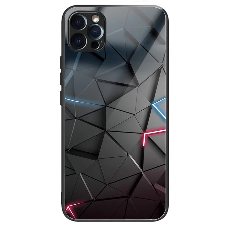 For iPhone 15 Pro Pattern Printing Phone Case Tempered Glass Back + TPU Edge