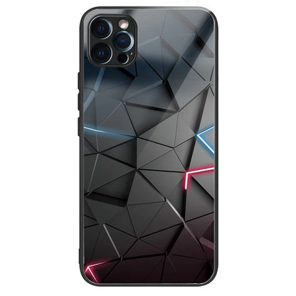 For iPhone 15 Pro Pattern Printing Phone Case Tempered Glass Back + TPU Edge