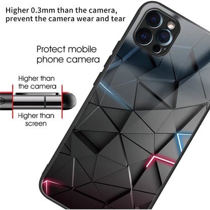 For iPhone 15 Pro Pattern Printing Phone Case Tempered Glass Back + TPU Edge