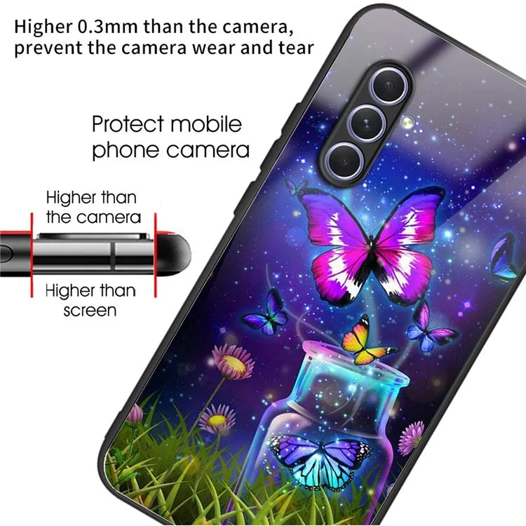 For Samsung Galaxy A54 5G TPU Frame Tempered Glass Case Phone Protective Cover