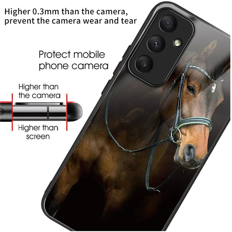 For Samsung Galaxy A55 5G Tempered Glass Pattern Printing Case Phone Cover
