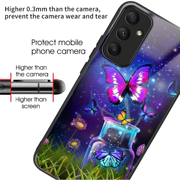 For Samsung Galaxy A55 5G Tempered Glass Pattern Printing Case Phone Cover