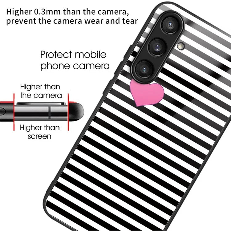 For Samsung Galaxy S23 FE Pattern Printing Case TPU+Tempered Glass Back Cover