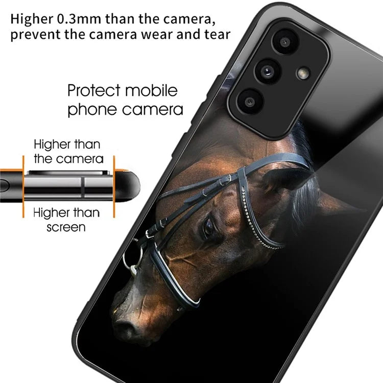 For Samsung Galaxy A15 4G / A15 5G Case TPU+Tempered Glass Pattern Printing Back Shell