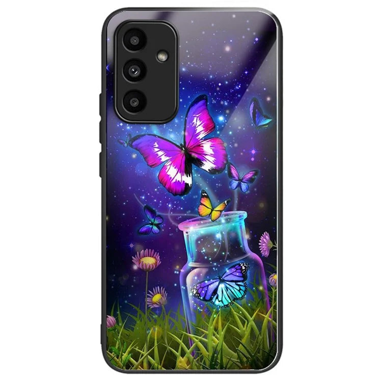 For Samsung Galaxy A15 4G / A15 5G Case TPU+Tempered Glass Pattern Printing Back Shell