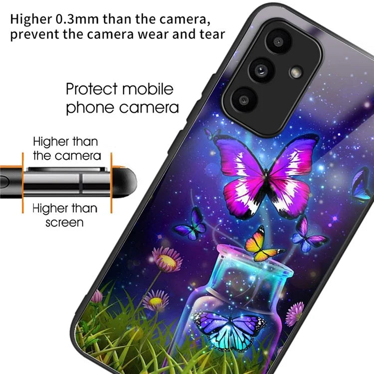 For Samsung Galaxy A15 4G / A15 5G Case TPU+Tempered Glass Pattern Printing Back Shell
