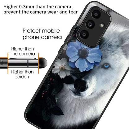 For Samsung Galaxy A15 4G / A15 5G Case TPU+Tempered Glass Pattern Printing Back Shell