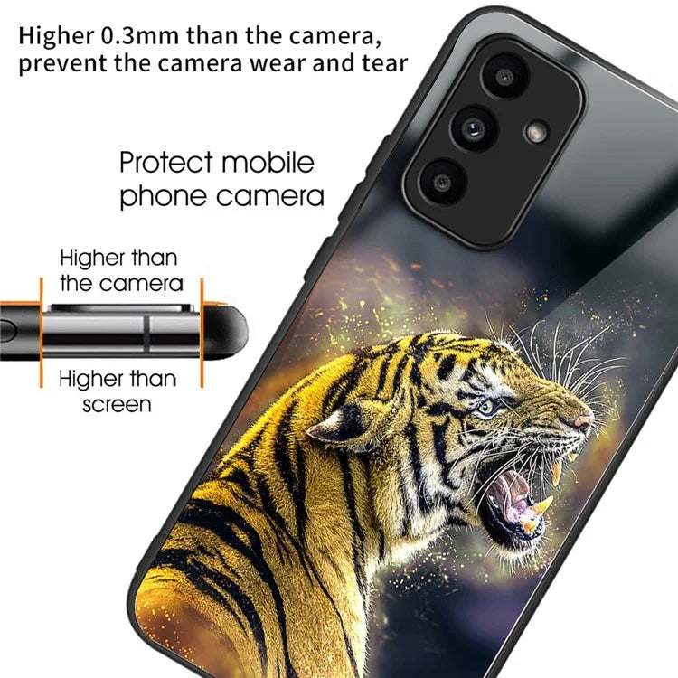 For Samsung Galaxy A15 4G / A15 5G Case TPU+Tempered Glass Pattern Printing Back Shell