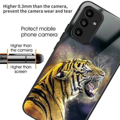 For Samsung Galaxy A15 4G / A15 5G Case TPU+Tempered Glass Pattern Printing Back Shell