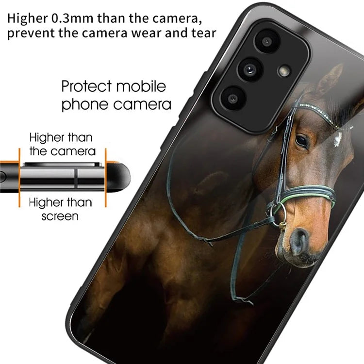 For Samsung Galaxy A15 4G / A15 5G Case TPU+Tempered Glass Pattern Printing Back Shell
