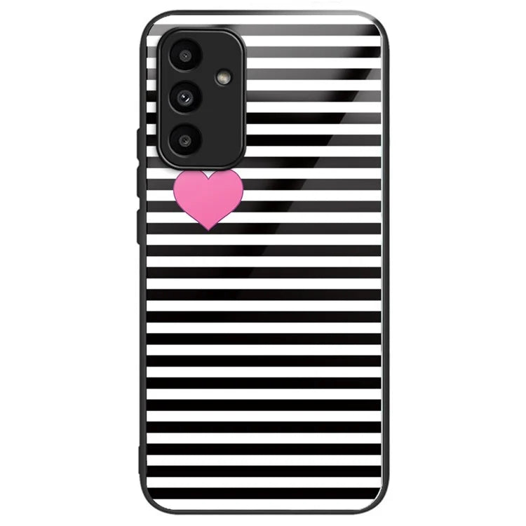 For Samsung Galaxy A15 4G / A15 5G Case TPU+Tempered Glass Pattern Printing Back Shell