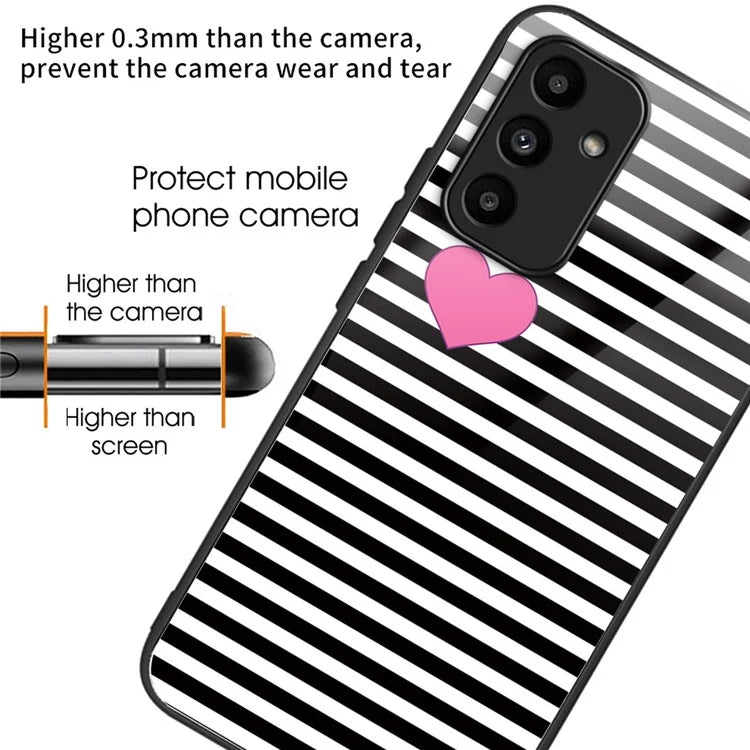 For Samsung Galaxy A15 4G / A15 5G Case TPU+Tempered Glass Pattern Printing Back Shell
