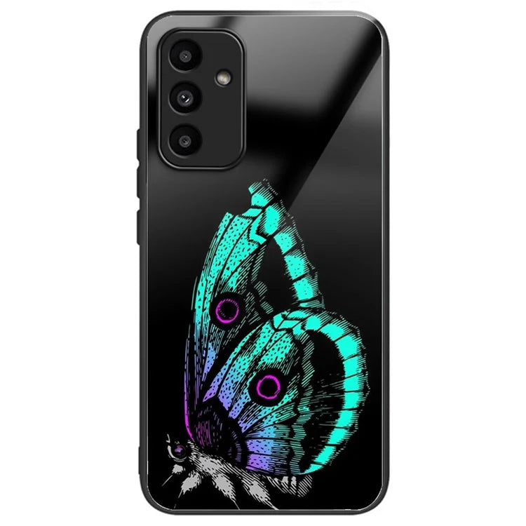 For Samsung Galaxy A15 4G / A15 5G Case TPU+Tempered Glass Pattern Printing Back Shell