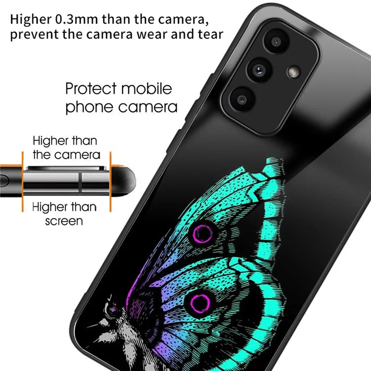 For Samsung Galaxy A15 4G / A15 5G Case TPU+Tempered Glass Pattern Printing Back Shell