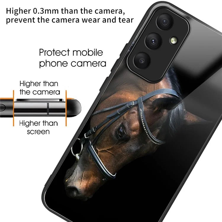 For Samsung Galaxy A34 5G Cell Phone Case TPU+Tempered Glass Cover with Pattern Printing