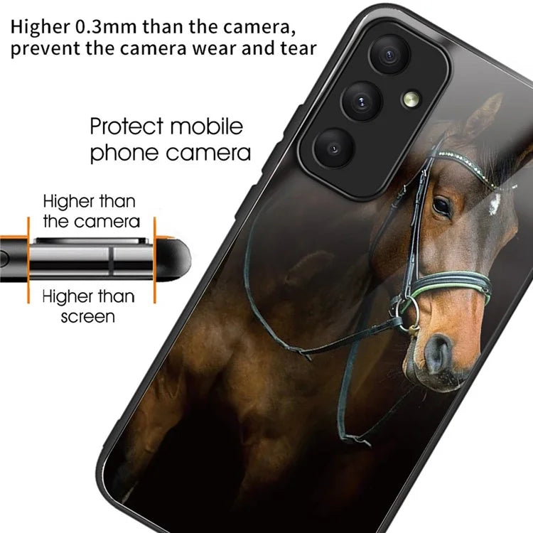 For Samsung Galaxy A34 5G Cell Phone Case TPU+Tempered Glass Cover with Pattern Printing