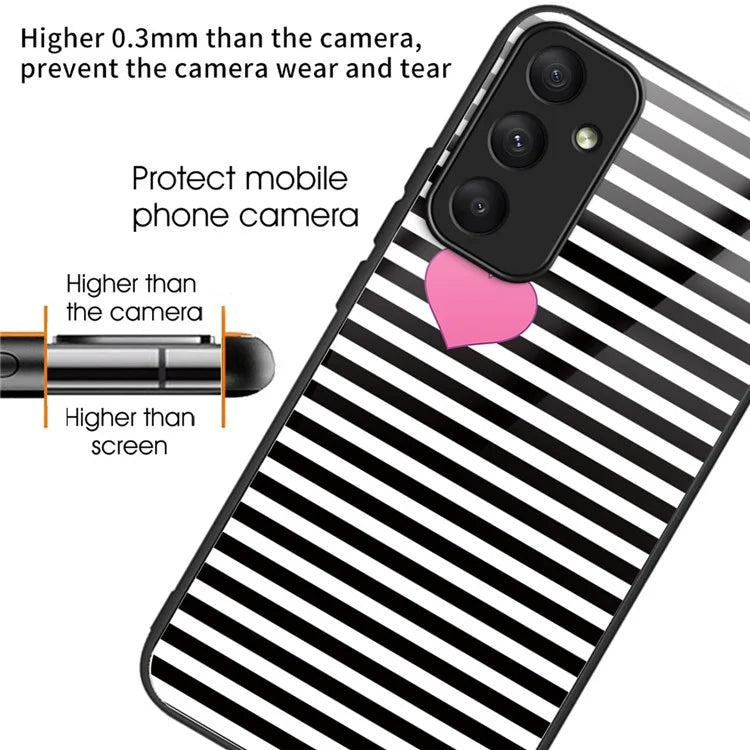 For Samsung Galaxy A34 5G Cell Phone Case TPU+Tempered Glass Cover with Pattern Printing