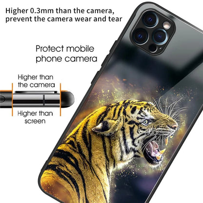 For iPhone 15 Pro Max TPU+Tempered Glass Case Pattern Printing Drop-proof Back Shell