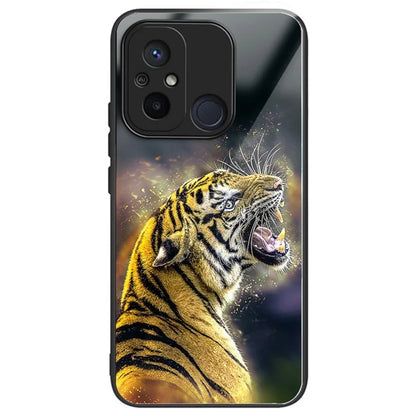 Back Case for Xiaomi Redmi 12C 4G Shell TPU+Tempered Glass Pattern Printing Cover