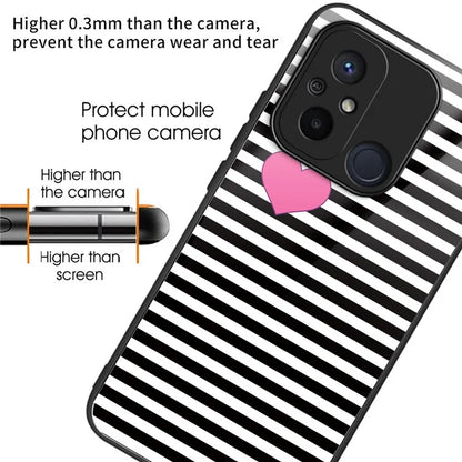 Back Case for Xiaomi Redmi 12C 4G Shell TPU+Tempered Glass Pattern Printing Cover