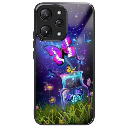 For Xiaomi Redmi 12 5G (Global) Case Pattern Printing TPU Frame Tempered Glass Back Cover