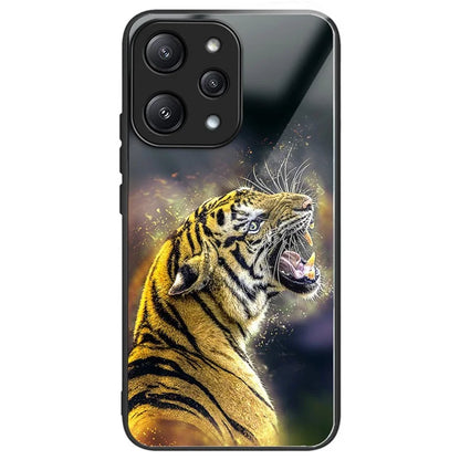 For Xiaomi Redmi 12 5G (Global) Case Pattern Printing TPU Frame Tempered Glass Back Cover