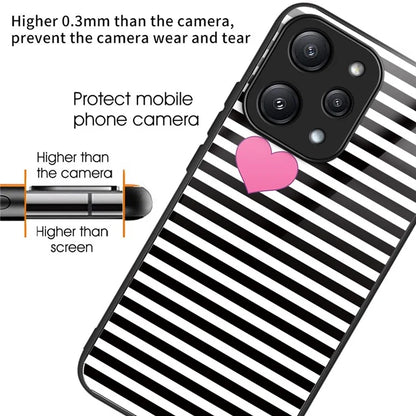 For Xiaomi Redmi 12 5G (Global) Case Pattern Printing TPU Frame Tempered Glass Back Cover