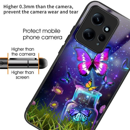 Pattern Printing Case for Xiaomi Redmi Note 12 4G Shell TPU+Tempered Glass Phone Protector