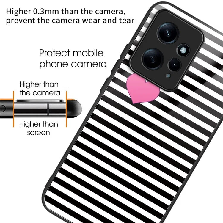 Pattern Printing Case for Xiaomi Redmi Note 12 4G Shell TPU+Tempered Glass Phone Protector