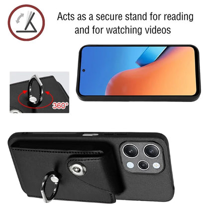YB Leather Coating Series-7 for Xiaomi Redmi 12 4G Cell Phone Cover Card Slots Kickstand Case