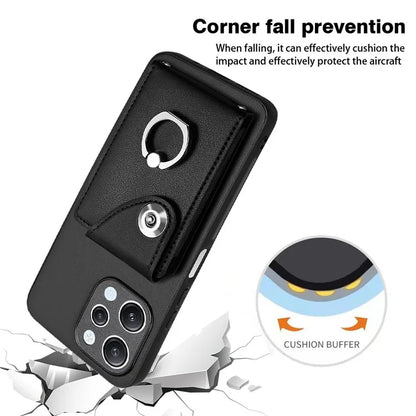YB Leather Coating Series-7 for Xiaomi Redmi 12 4G Cell Phone Cover Card Slots Kickstand Case