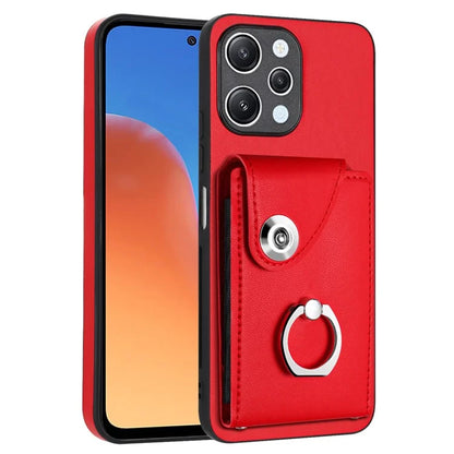 YB Leather Coating Series-7 for Xiaomi Redmi 12 4G Cell Phone Cover Card Slots Kickstand Case
