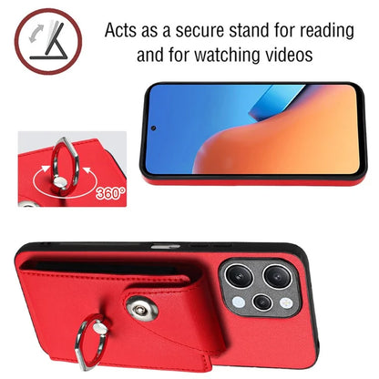 YB Leather Coating Series-7 for Xiaomi Redmi 12 4G Cell Phone Cover Card Slots Kickstand Case