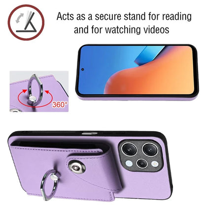 YB Leather Coating Series-7 for Xiaomi Redmi 12 4G Cell Phone Cover Card Slots Kickstand Case