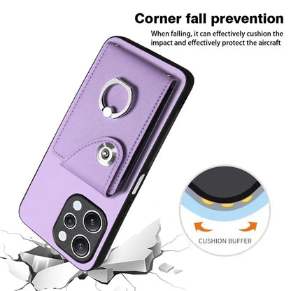 YB Leather Coating Series-7 for Xiaomi Redmi 12 4G Cell Phone Cover Card Slots Kickstand Case