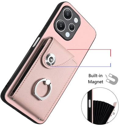 YB Leather Coating Series-7 for Xiaomi Redmi 12 4G Cell Phone Cover Card Slots Kickstand Case