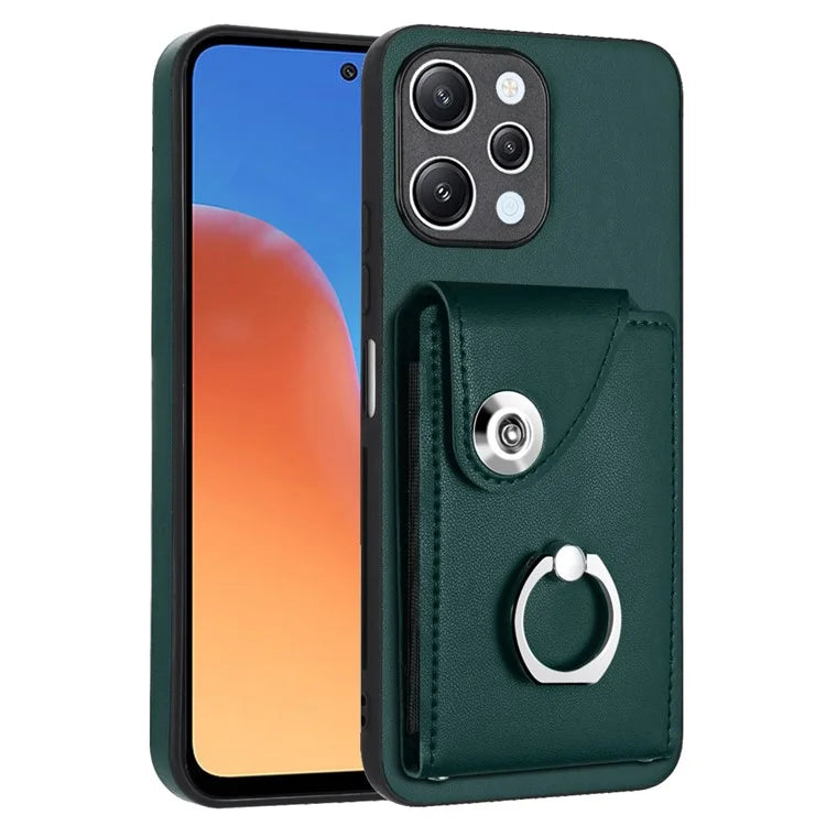 YB Leather Coating Series-7 for Xiaomi Redmi 12 4G Cell Phone Cover Card Slots Kickstand Case