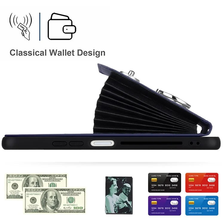 YB Leather Coating Series-7 for Xiaomi Redmi 12 4G Cell Phone Cover Card Slots Kickstand Case