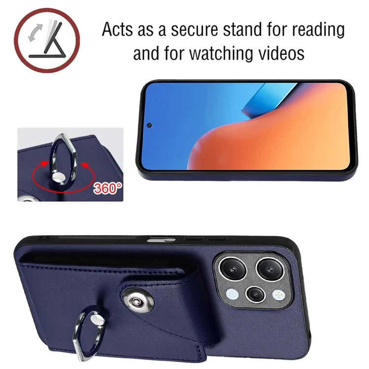 YB Leather Coating Series-7 for Xiaomi Redmi 12 4G Cell Phone Cover Card Slots Kickstand Case