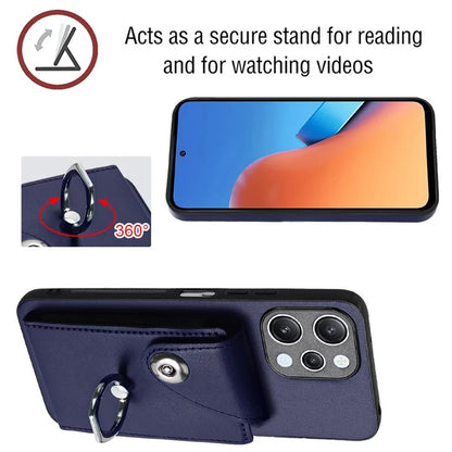 YB Leather Coating Series-7 for Xiaomi Redmi 12 4G Cell Phone Cover Card Slots Kickstand Case