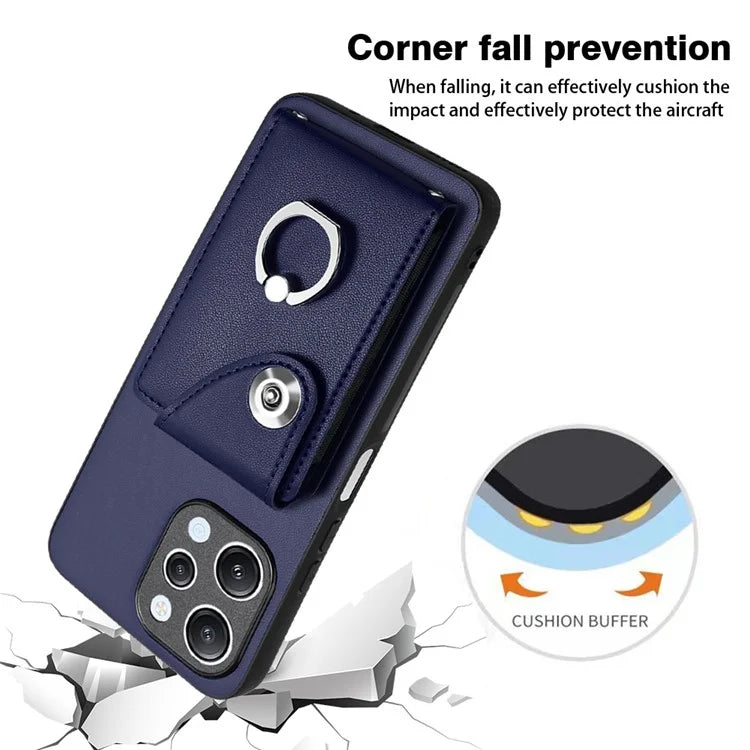 YB Leather Coating Series-7 for Xiaomi Redmi 12 4G Cell Phone Cover Card Slots Kickstand Case