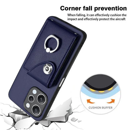 YB Leather Coating Series-7 for Xiaomi Redmi 12 4G Cell Phone Cover Card Slots Kickstand Case