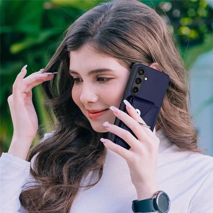 YB Leather Coating Series-7 for Samsung Galaxy S24+ Case Scratch-proof Ring Kickstand Phone Shell