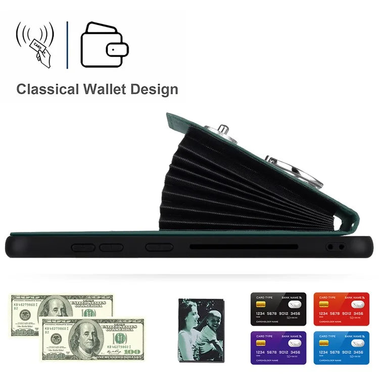 YB Leather Coating Series-7 for Samsung Galaxy S24 Case Slim-Fit Card Slots Kickstand Phone Shell